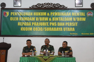 Kodim 0830/Surabaya Utara Gelar Penyuluhan Hukum dan Pembinaan Mental Prajurit TNI dan Keluarga