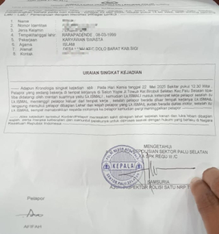 Mantan Suami Diduga Menganiaya Istri di Palu, Polisi Tangani Kasus