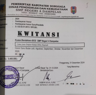 Kecurangan Dana BOS Terkuak di SMPN 4 Dampelas