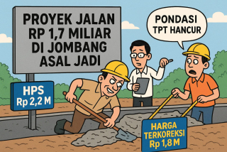 Diduga Main Mata, Proyek Jalan Rp 1,7 Miliar di Jombang Asal Jadi: Pondasi TPT Tak Sesuai Spesifikasi