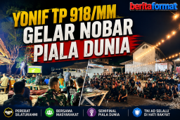 Yonif TP 918/MM Gelar Nobar Piala Dunia, Pererat Silaturahmi dengan Forkopimcam dan Masyarakat