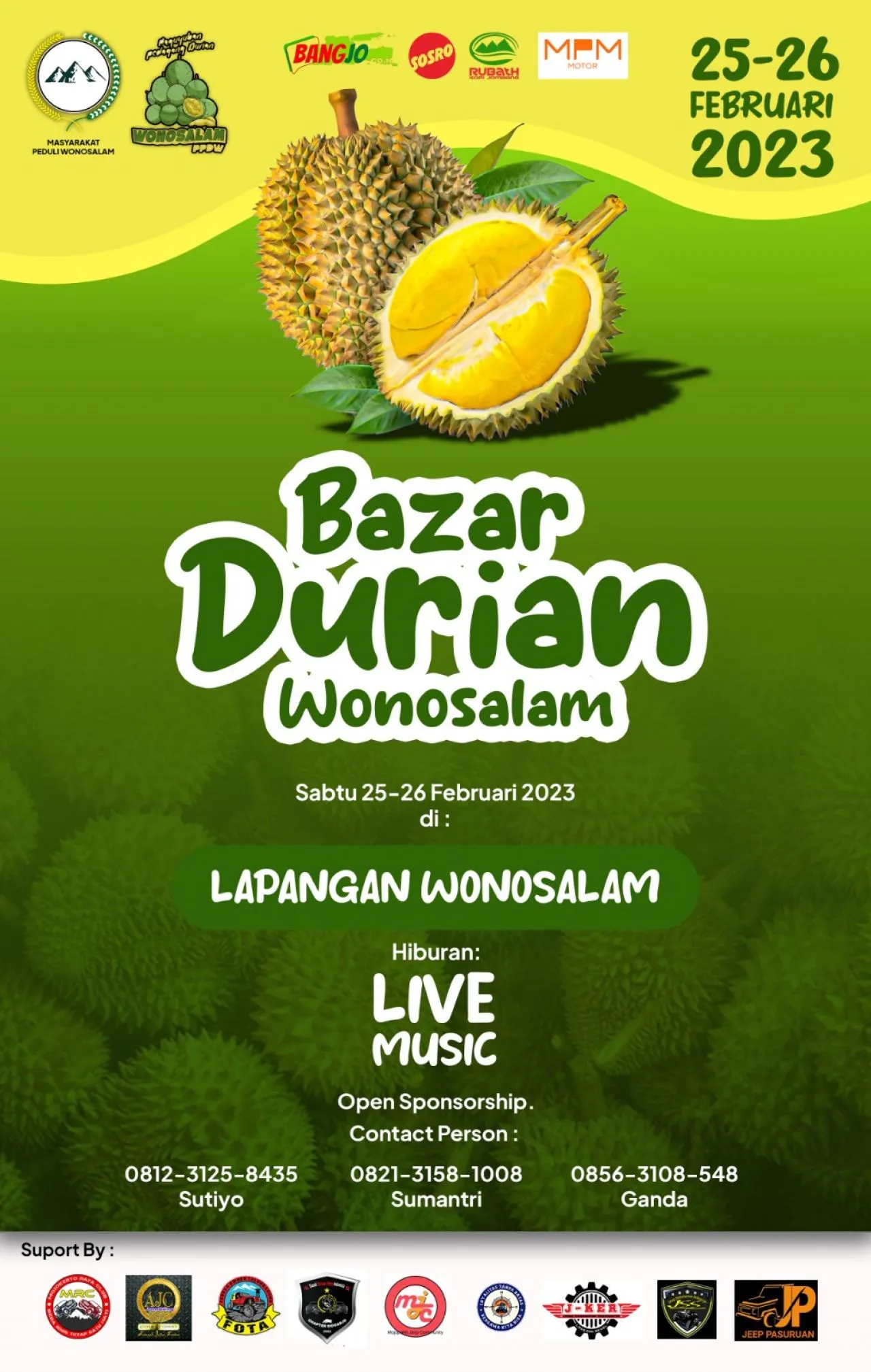 Yok!! Ramaikan Dan Sukseskan Bazar Durian, Wonosalam Jombang Jawa Timur
