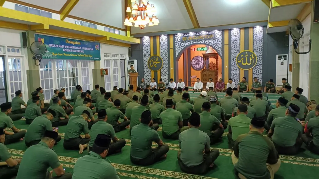 Kodim 0817/Gresik Gelar Acara Peringatan Peringatan Maulid Nabi Muhammad SAW 1445 H/ 2023 M