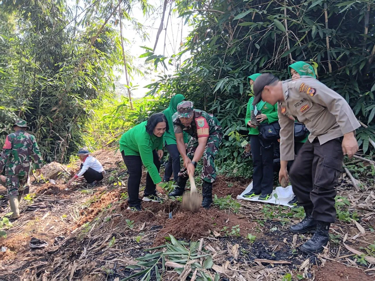 Tanam 150 Pohon Wujud Sinergitas Koramil 1903/DRD, Polri dan Masyarakat