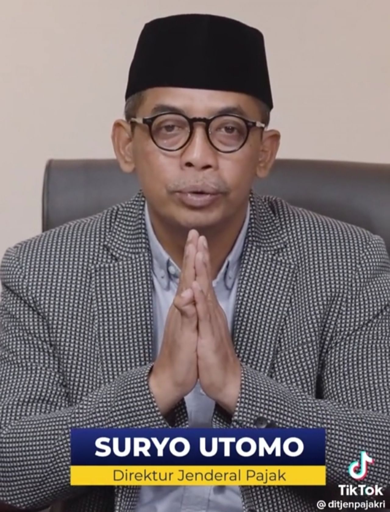 Direktur Jenderal Pajak Suryo Utomo, Saat Menyampaikan Statemen Melalui Akun TikTok Resmi Ditjen Pajak RI