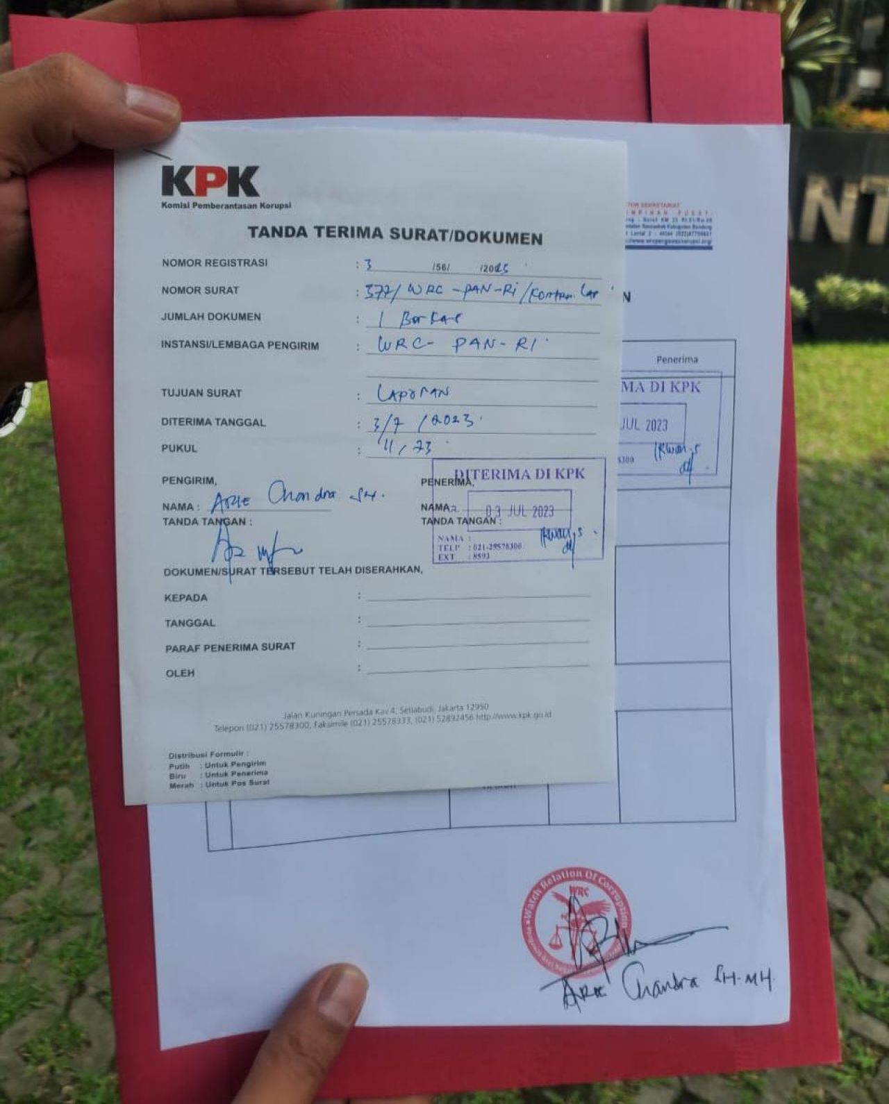 Lapdu : WRC-PAN RI Jawa Barat laporkan dugaan penyelewengan dana bantuan yang diduga merugikan negara ratusan juta rupiah pada KPK-RI, Kejaksaan Jabar dan Polres Bandung