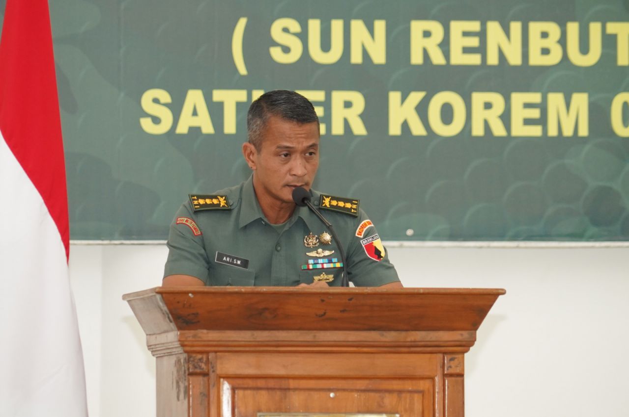 Buka : Kasiren Korem 084/BJ Kolonel Kav. Ari Setyawan Wibisono, S.Sos. membuka pelaksanaan kegiatan penyusunan rencana kebutuhan lima tahunan T.A 2025-2029