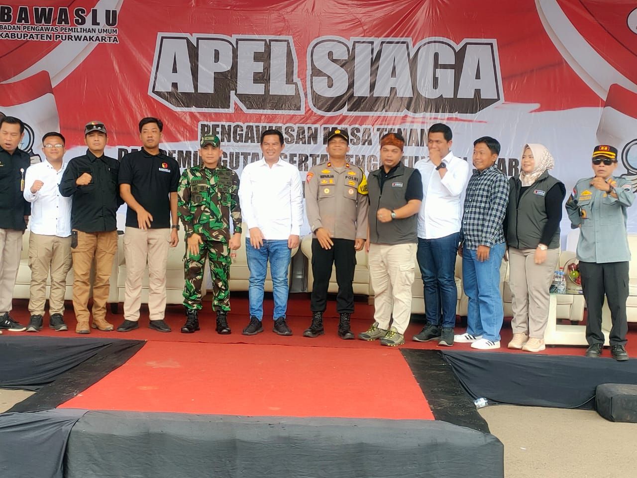 Masa tenang : Dandim 0619/PWK Letkol Arm Andi Achmad Afandi, S.Sos, M.Si., hadiri apel siaga bersama Bawaslu, KPU dan Forkopimda Kab. Purwakarta