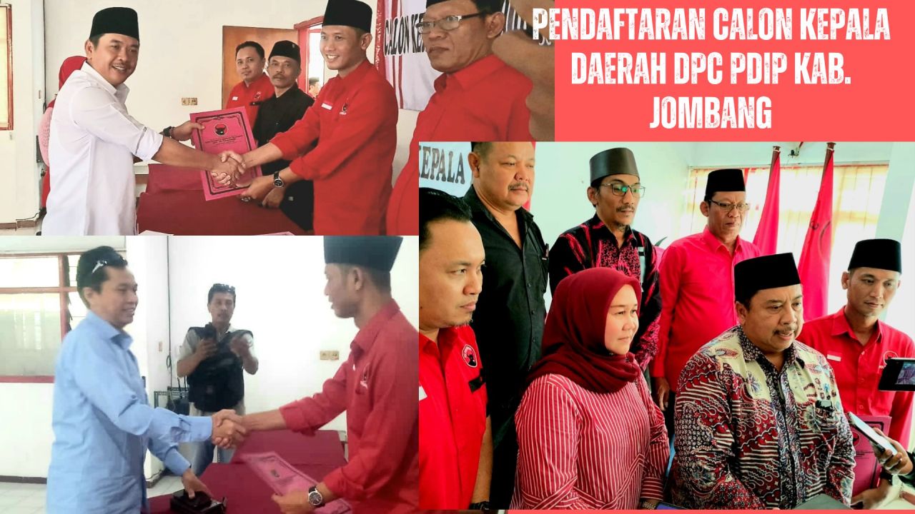Daftar ; 3 calon kepala daerah yang akan maju pada pilkada Kabupaten Jombang Oktober mendatang, bergantian kunjungi kantor DPC.PDIP Kab. Jombang untuk mendaftar dan mengembalikan formulir pendaftaran (doc.darmanto_beritaformat.com)