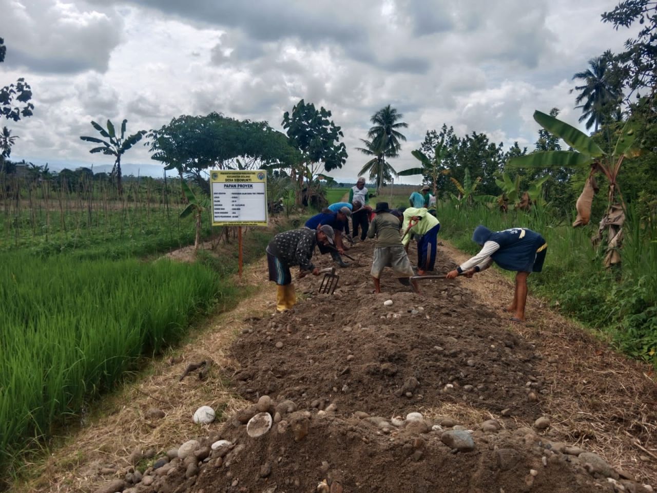 Warga sangat antusias bergotong royong membantu menyelesaikan pemadatan JUT (foto : asri_beritaformat.com)