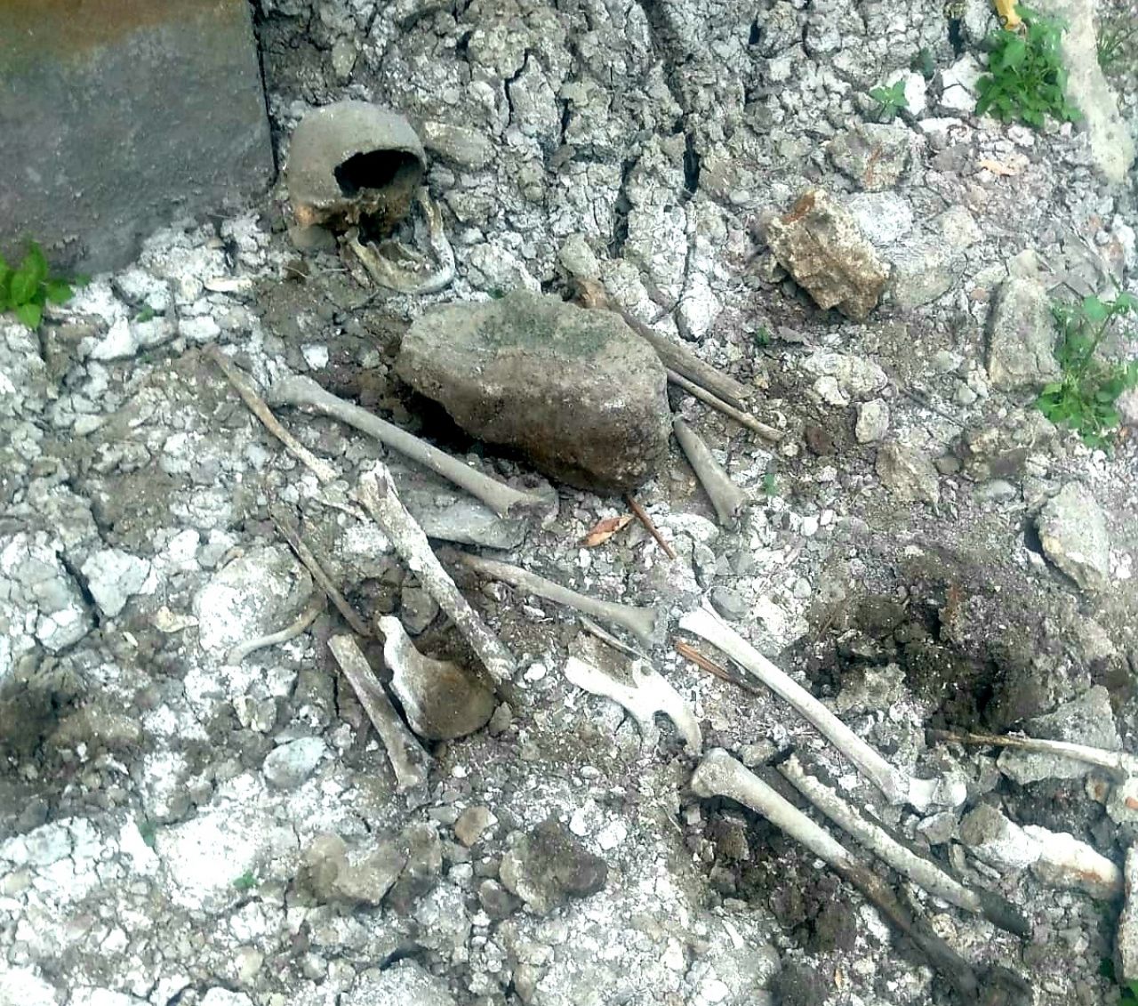 Temuan 2 kerangka manusia di aliran sungai Wonorejo Tenggilis Mejoyo yang kondisinya sudah hancur (foto : redaksi_beritaformat.com)