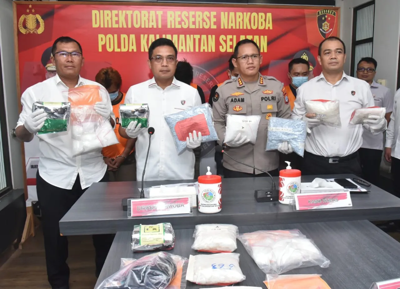 Polda Kalsel Bongkar Jaringan Narkoba Lintas Kalimantan dan Sulawesi, Empat Tersangka Ditangkap