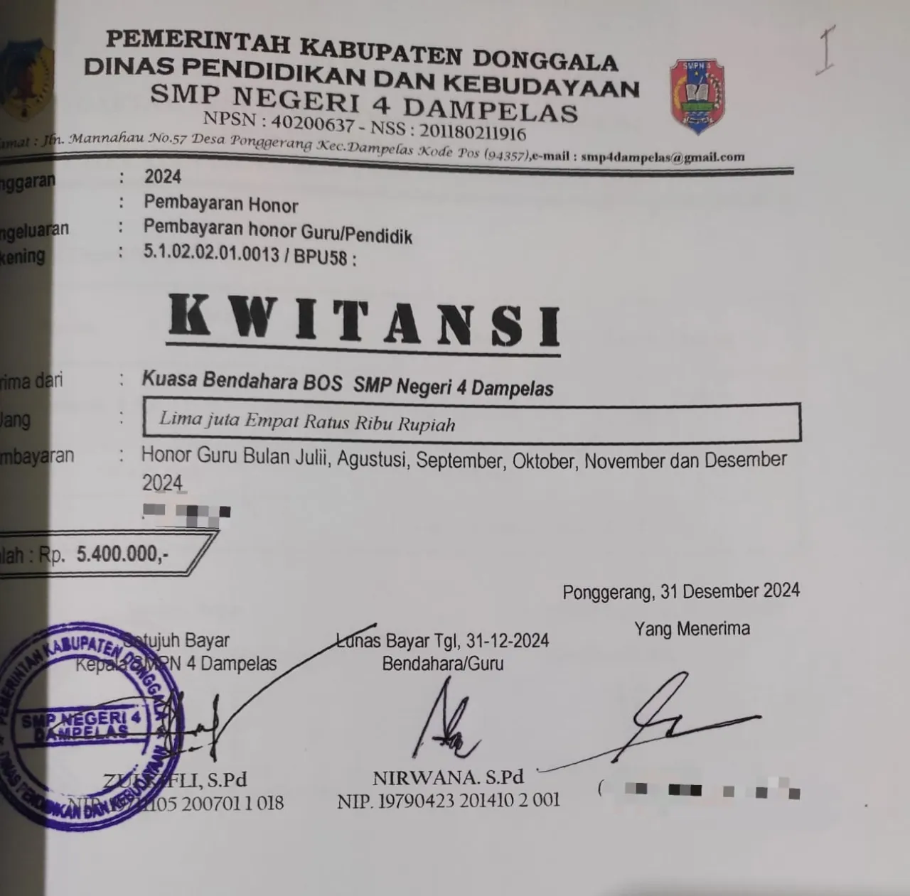 Kecurangan Dana BOS Terkuak di SMPN 4 Dampelas
