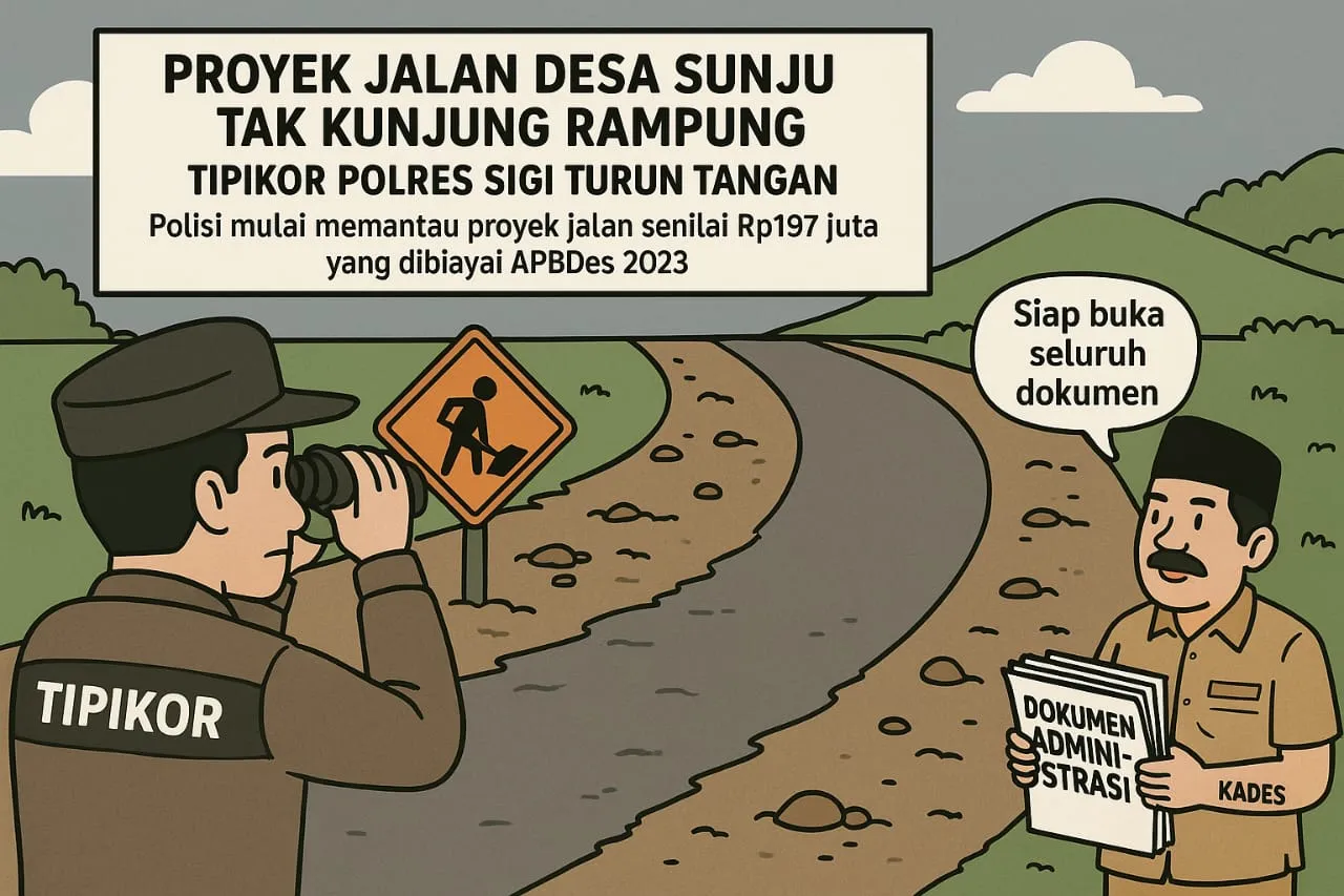 Proyek Jalan Desa Sunju Tak Kunjung Rampung, Tipikor Polres Sigi Turun Tangan