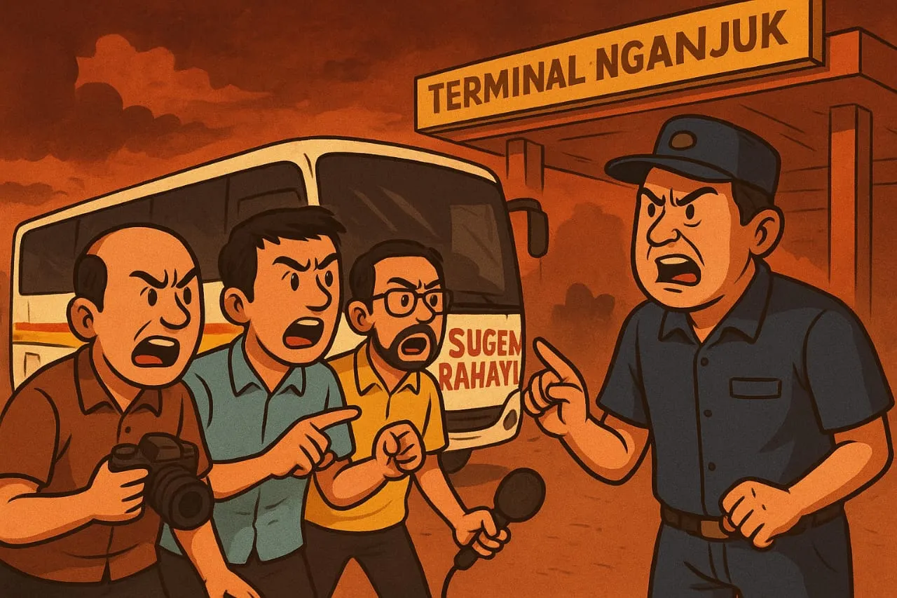 Gambar ilustrasi cekcok wartawan dengan crew bus Sugeng Rahayu (redaksi_beritaformat)