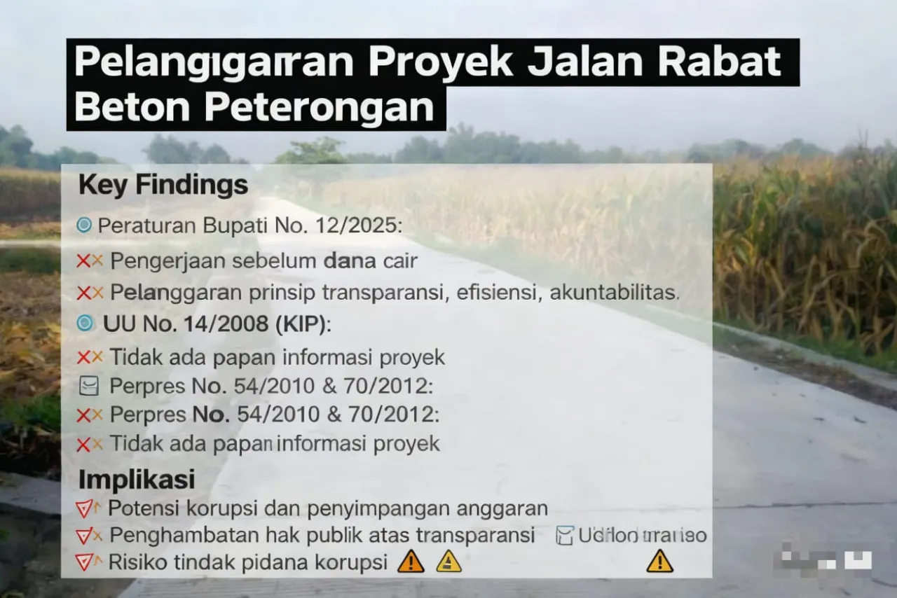 Proyek BK Desa Peterongan Diduga Fiktif: Jalan Dibangun Sebelum Dana Cair, Tanpa Papan Proyek