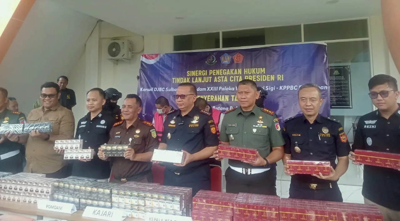 3,2 Juta Batang Rokok Ilegal Disita di Sigi: Negara Rugi Rp3,1 Miliar
