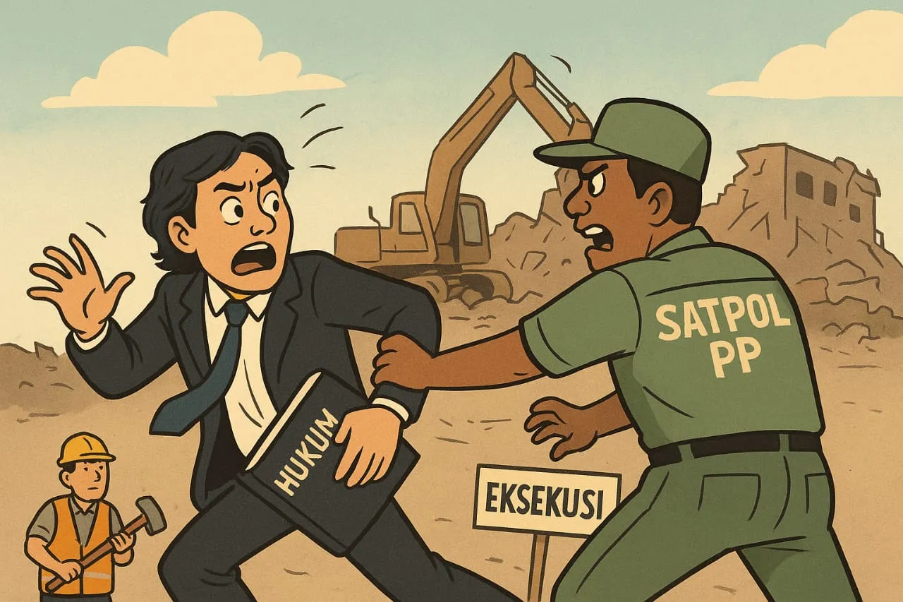 Gambar ilustrasi pengusiran pengacara pedagang oleh oknum Satpol PP (foto: redaksi_beritaformat)