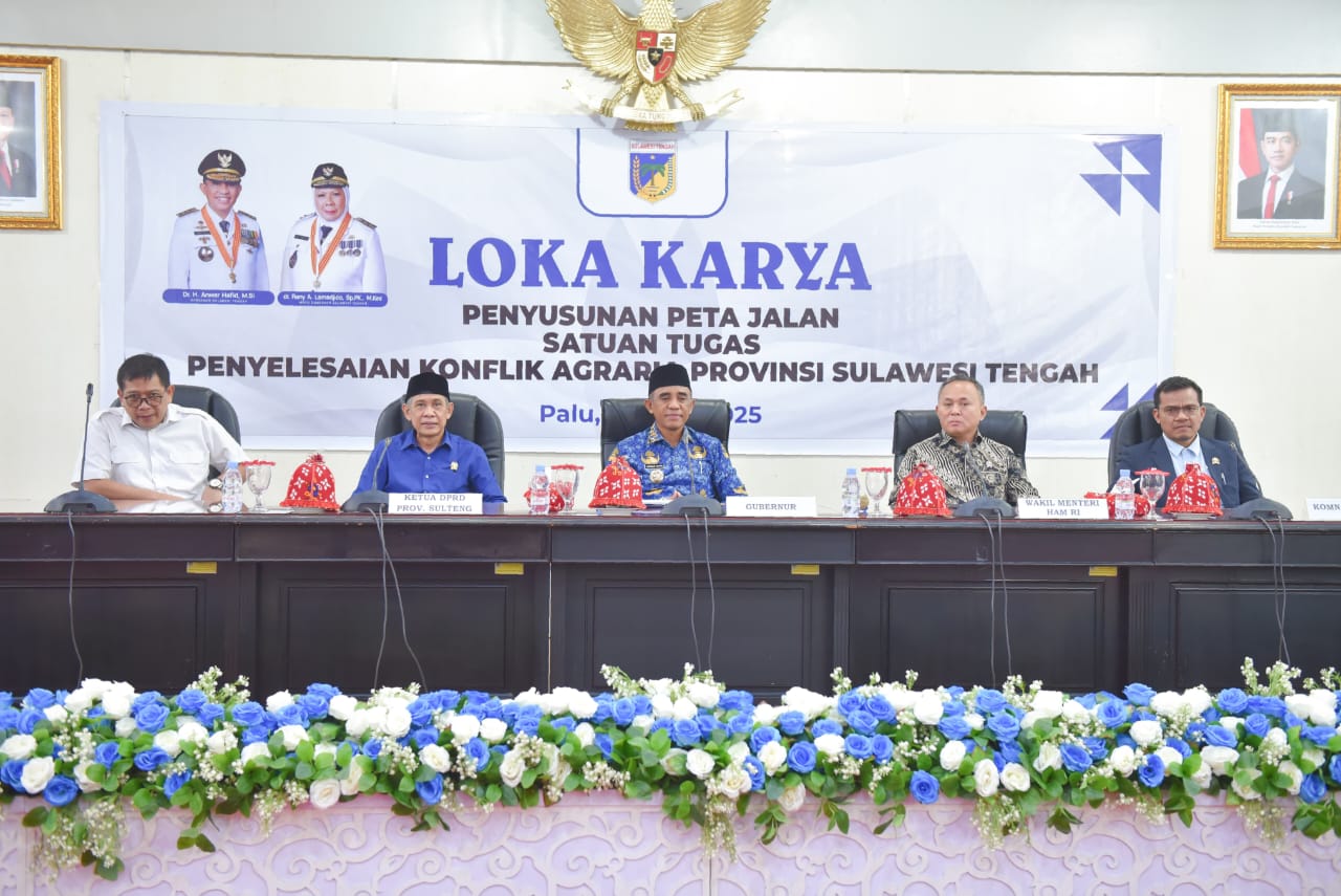 Gubernur Sulteng, Dr. H. Anwar Hafid menghadiri lokakarya penyusunan peta jalan Satgas Konflik Agraria (foto : humasprovsulteng/asri_beritaformat.com)