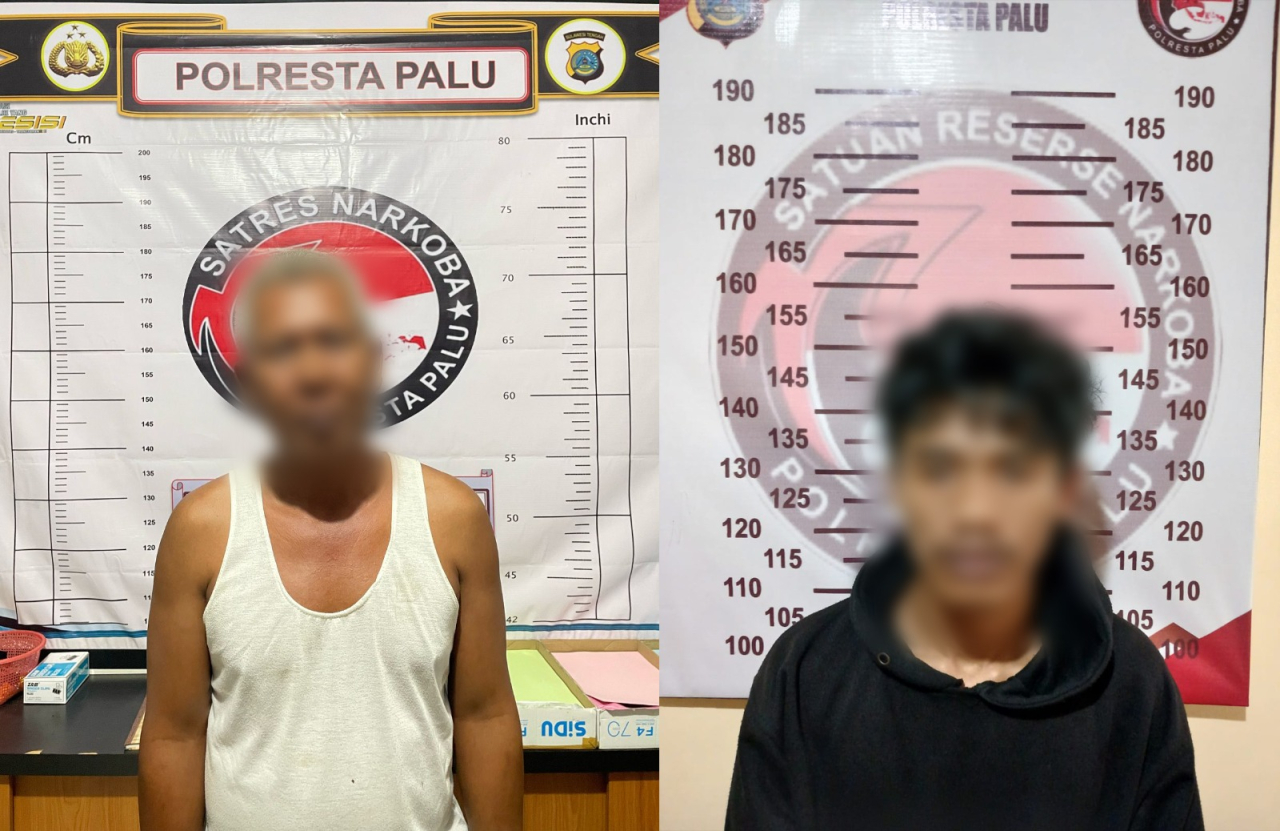 Dari kiri HS (49) dan MAR (29) tersangka pengedar sabu (foto : humaspolrestapalu/asri-agus_beritaformat.com)