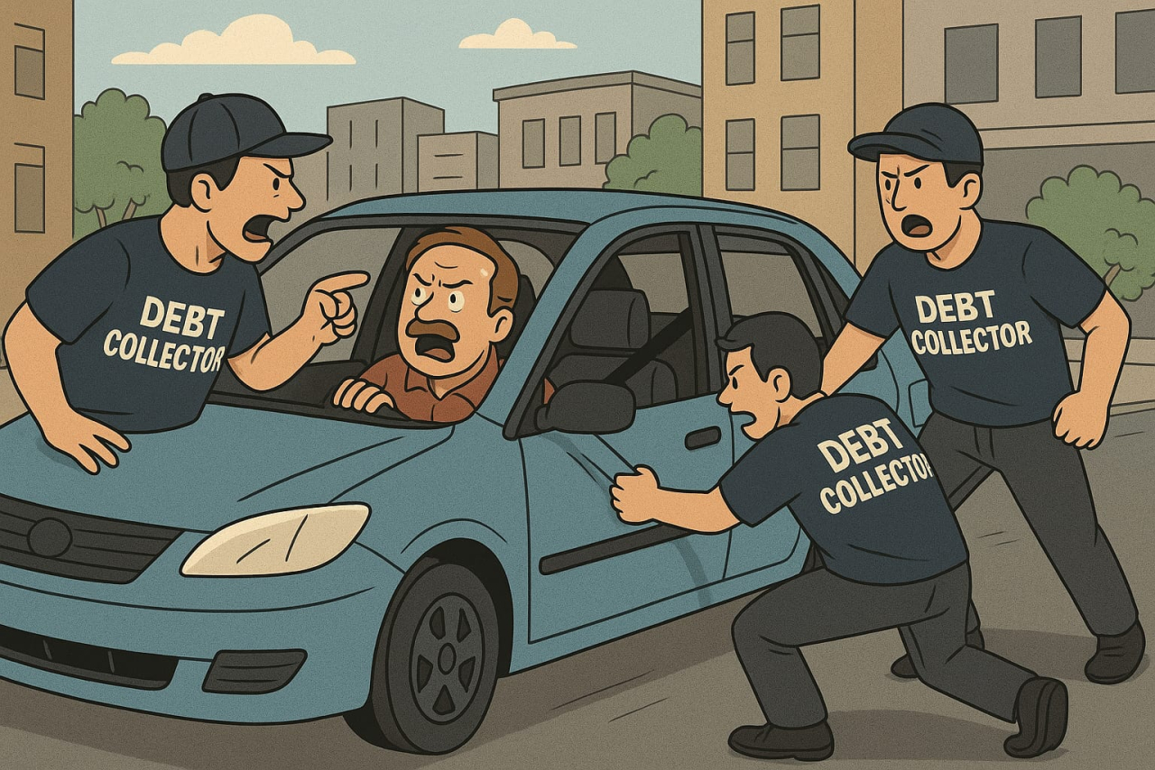 Gambar ilustrasi cekcok dijalan antara pengendara dan debcolektor saat hendak menarik mobil (redaksi_beritaformat.com)