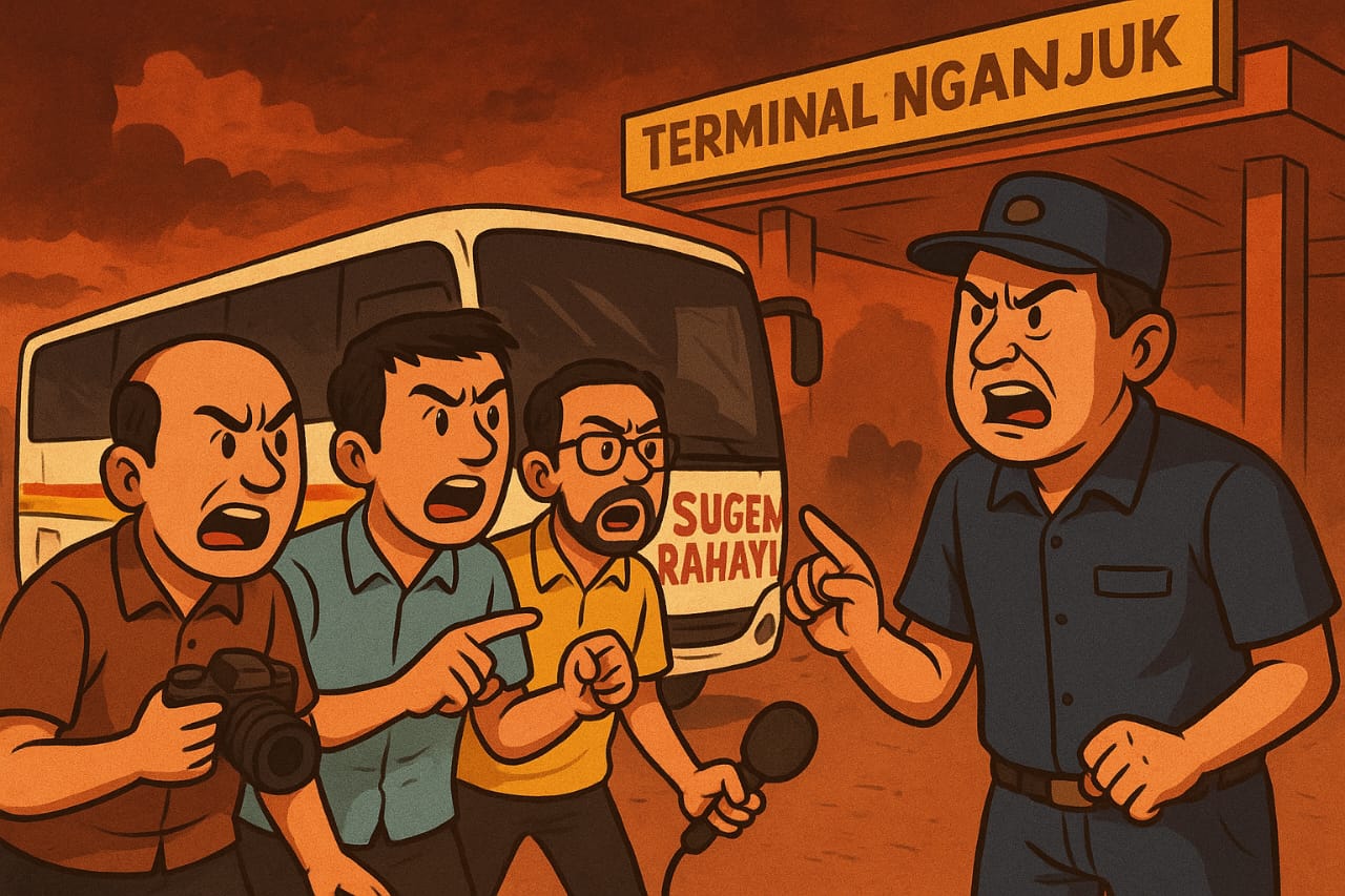 Gambar ilustrasi cekcok wartawan dengan crew bus Sugeng Rahayu (redaksi_beritaformat)