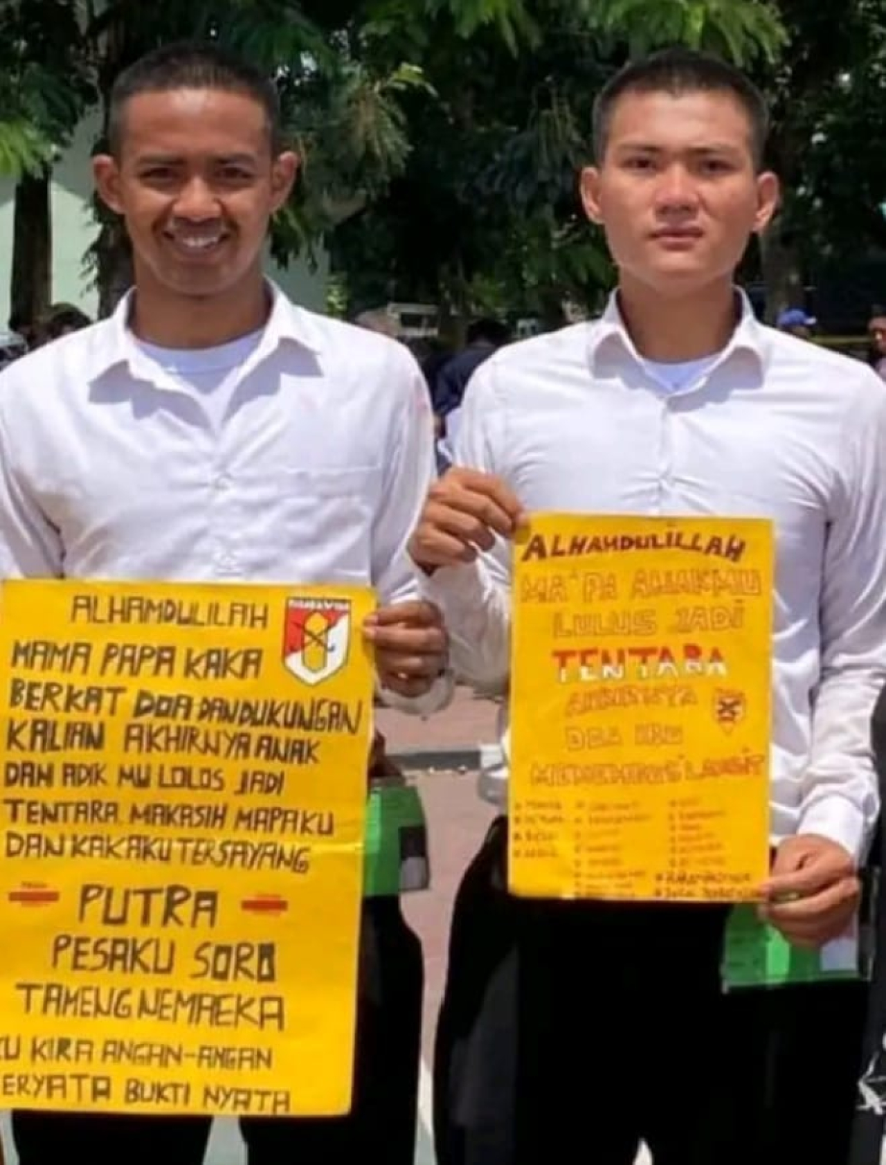 Andika dan Moh. Fatir, alumni SMAN 7 Sigi yang lolos seleksi Pendidikan TNI tahun 2025 (foto : anjasman_beritaformat)