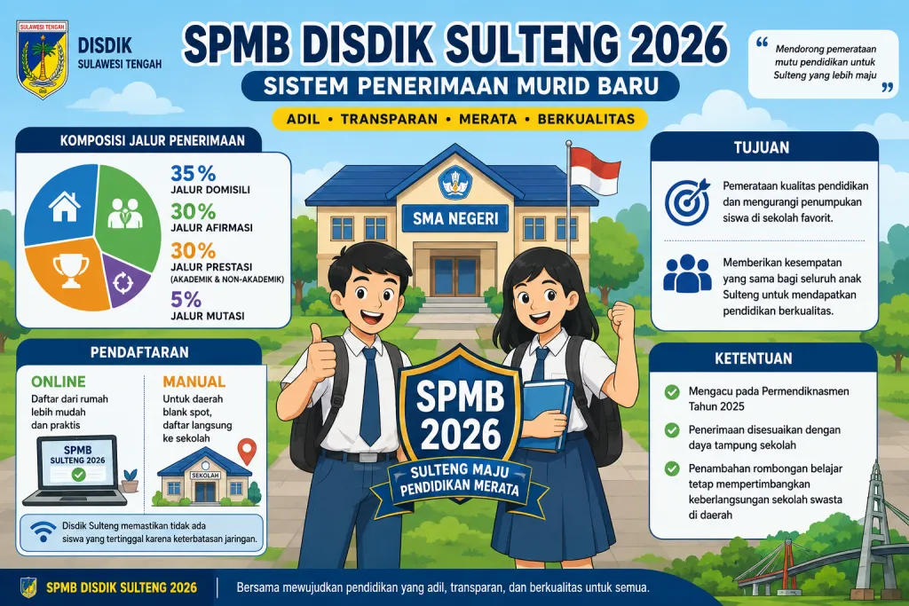 Ilustrasi skema SPMB 2026 Disdik Provinsi Sulteng (Redaksi beritaformat)
