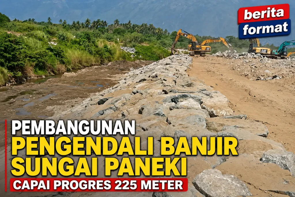 Pembangunan Pengendali Banjir Sungai Paneki Capai Progres 225 Meter