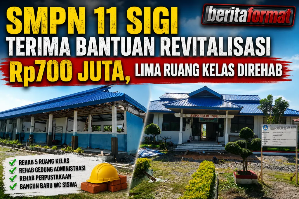 Progres revitalisasi gedung SMPN 11 Sigi (foto : Agus_beritaformat)