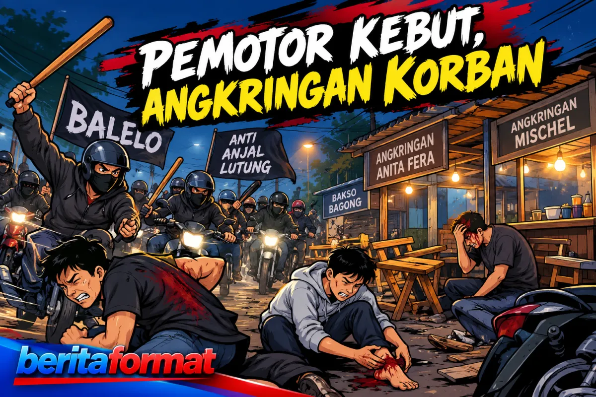 Mojokerto Mencekam! 40 Pemotor Diduga Serang Tiga Angkringan