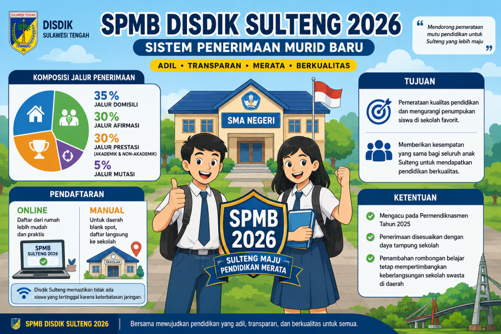 SPMB 2026 di Sulteng Tetap Gunakan Skema Tahun Lalu, Pendaftaran Online Dipermudah