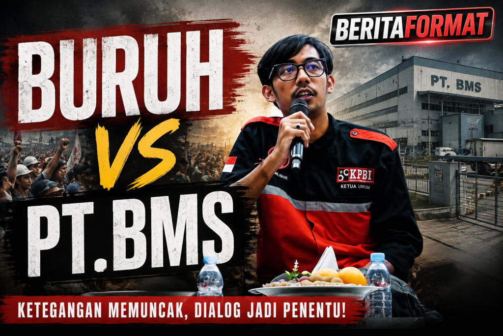 Ketua Umum FSPIM, Komang Jordi Segara, saat mengawal proses pembayaran upah buruh PT. BMS (foto : teres_beritaformat)