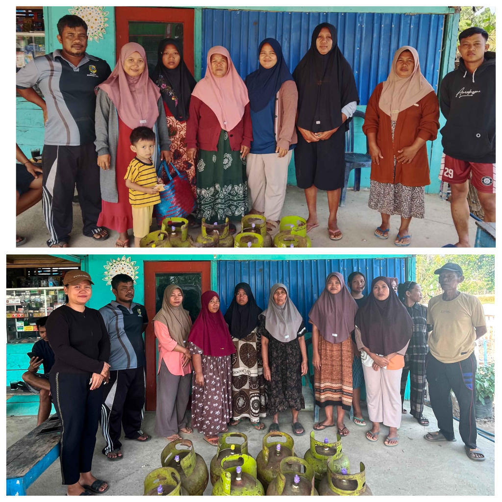 Cukup menunjukkan KTP, masyarakat penerima manfaat bisa mendapatkan bantuan LPG 3kg dari pemerintah Desa Beringin Jaya (foto : asri_beritaformat)