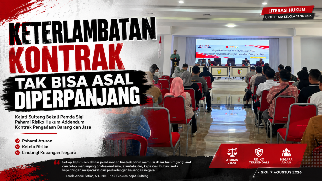 Kejati Sulteng : mitigasi risiko hukum addendum kontrak akibat keterlambatan penyelesaian pekerjaan barang dan jasa pemerintah (foto : agus_beritaformat)